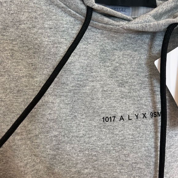 NWT 1017 Alyx 9SM grey lightweight sweatshirt cotton melange blend jersey hoodie - Picture 9 of 15